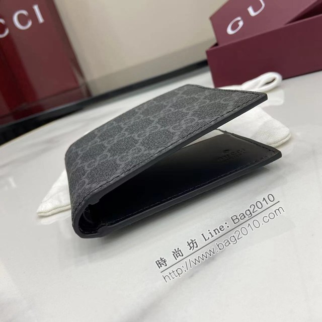 Gucci專櫃古馳最新款Emblem系列雙折錢包男士短夾錢包 jh2695型號：821200